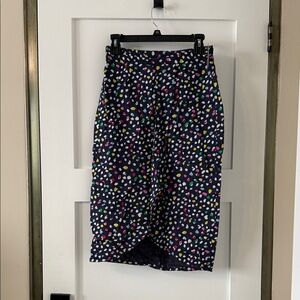 J. Crew Navy Polka Dot Midi Skirt